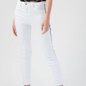 L'AGENCE Margot High Rise Nautical Stripe Jean in Blanc